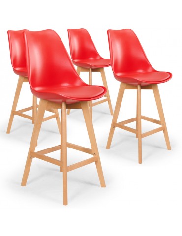 Lot de 4 chaises hautes scandinaves Bovary Rouge c807rouge