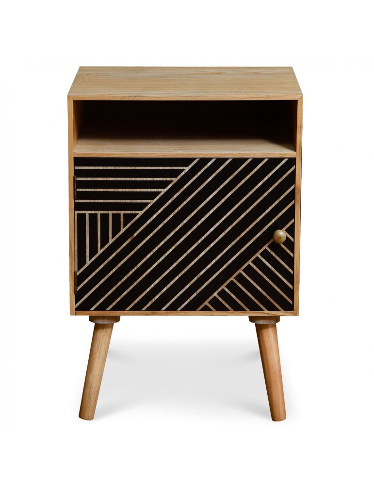 Table de chevet 1 porte Gerald Bois et Noir 1531284 Table de chevet 1 porte Gerald Bois et Noir 1531284
