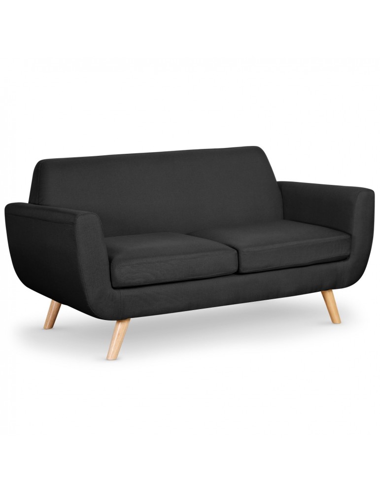 Canapé scandinave 2 places Danube Tissu Noir l208218834black