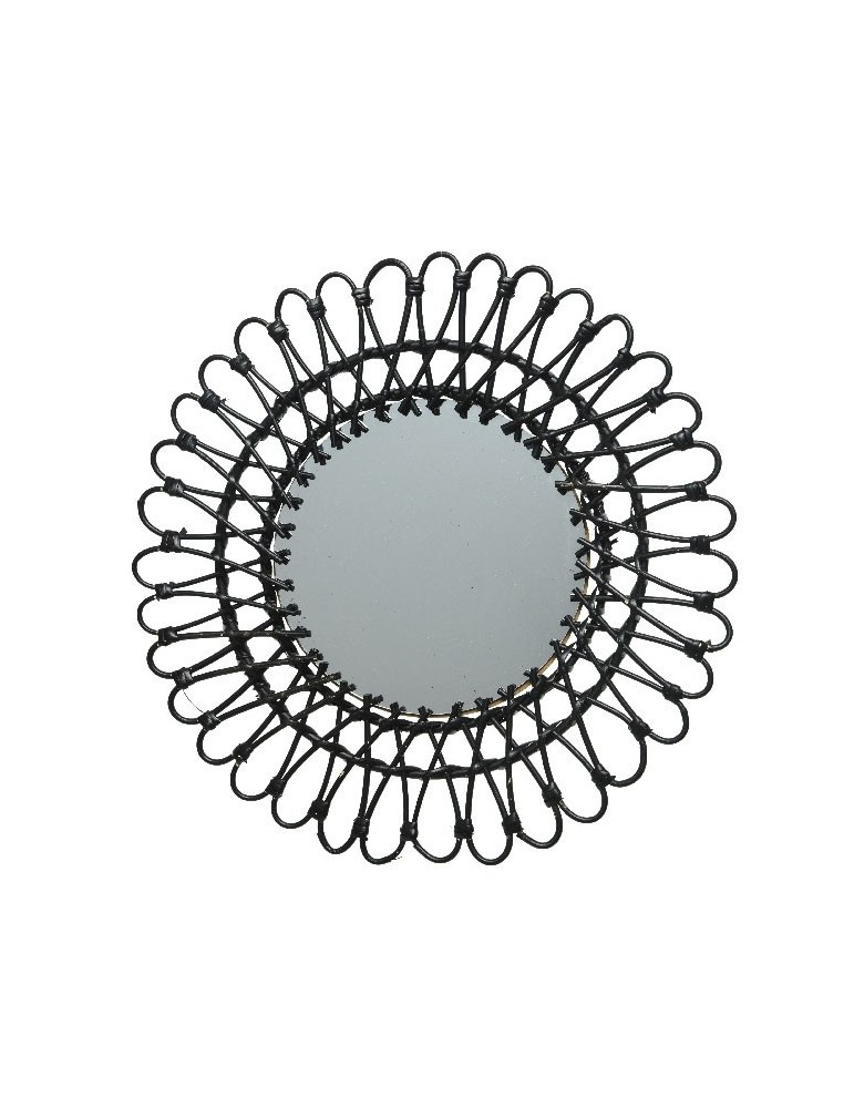 Miroir soleil en saule tressée forme fleur noir D.55cm DMI4218021Decoris