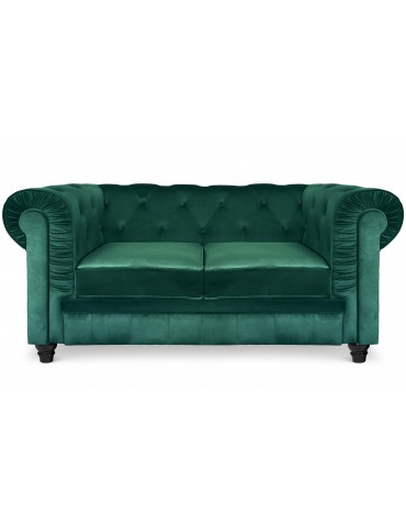 Grand canapé 2 places Chesterfield Velours Vert a605v2greenvelvet
