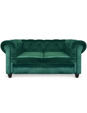 Grand canapé 2 places Chesterfield Velours Vert a605v2greenvelvet