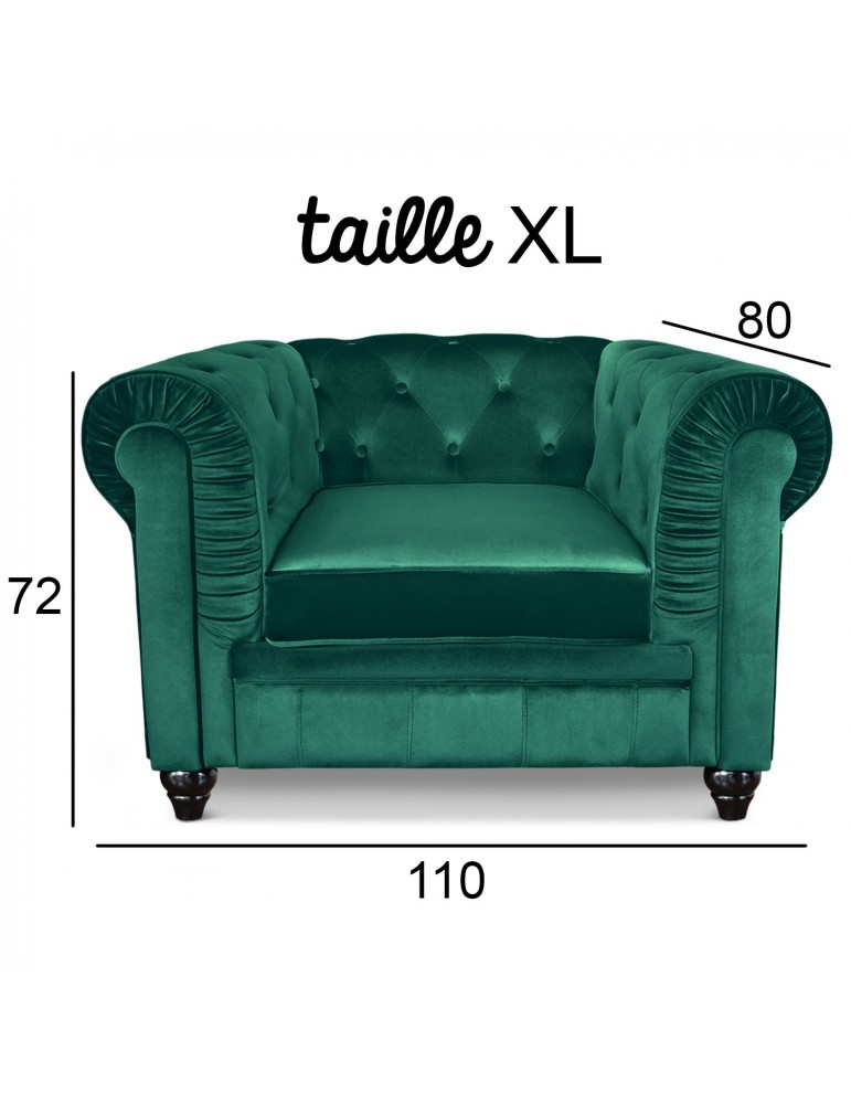 Grand fauteuil Chesterfield Velours Vert a605v1greenvelvet