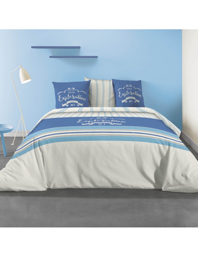 Parure de lit 2 personnes avec housse de couette et 2 taies d'oreiller Exploration Imprimée 260 x 240 3799000503Les Ateliers ... Parure de lit 2 personnes avec housse de couette et 2 taies d'oreiller Exploration Imprimée 260 x 240 3799000503Les Ateliers ...
