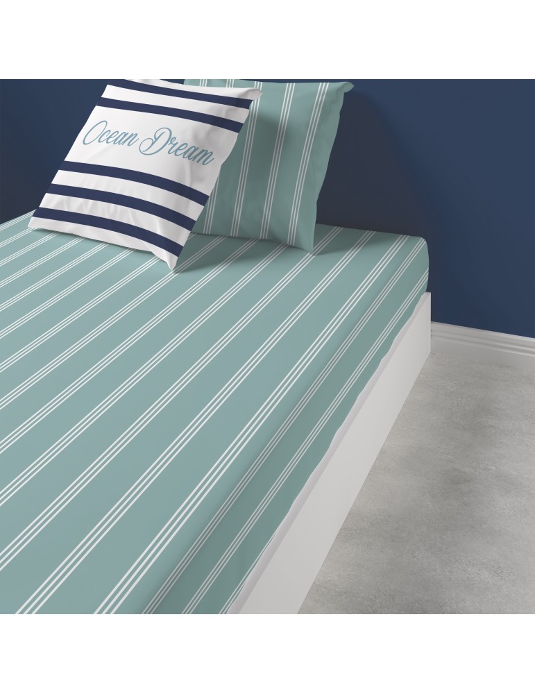 Drap housse Ocean Dream Imprimé 140 x 190 x 25 3807060501Les Ateliers du Linge Drap housse Ocean Dream Imprimé 140 x 190 x 25 3807060501Les Ateliers du Linge
