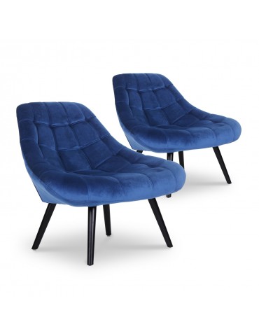 Lot de 2 fauteuils Danios Velours Bleu 8927bluevelvet