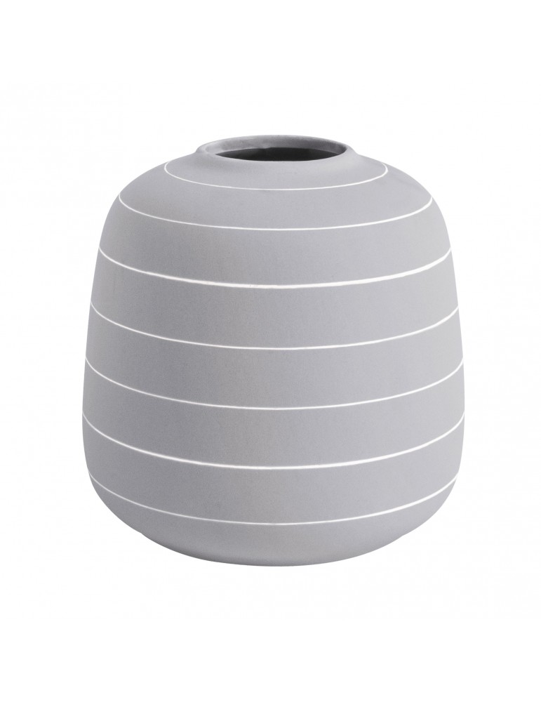 Vase en céramique gris rayure blanche H.16.5cm TERRA DVA4302026Present Time