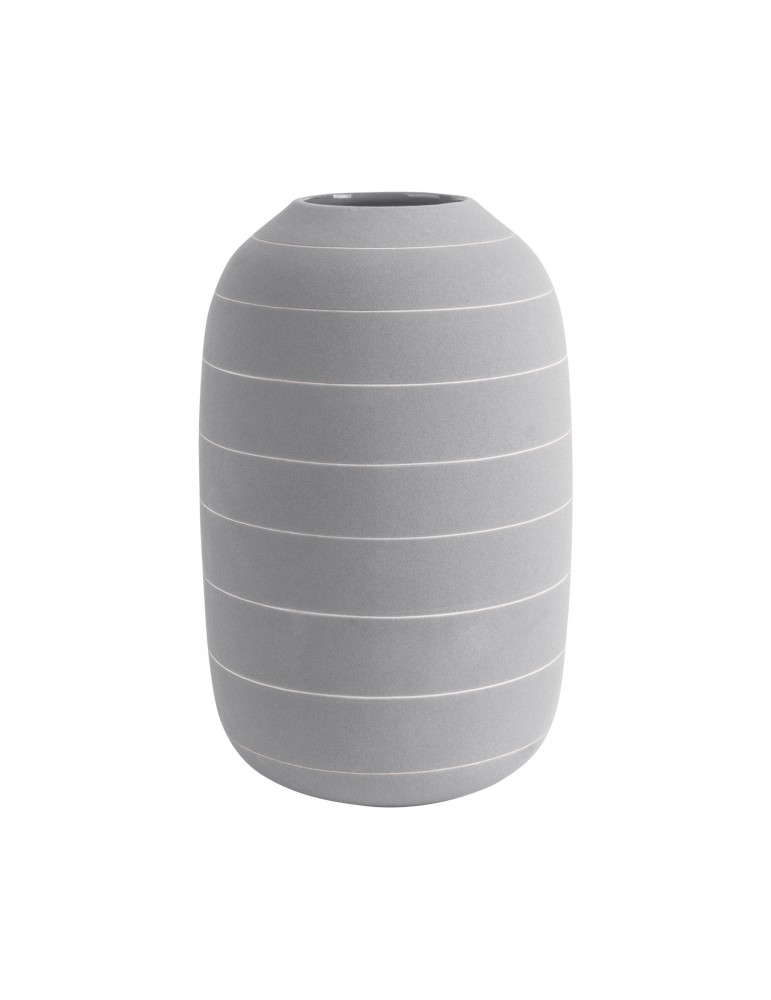 Vase en céramique gris rayure blanche H.25cm TERRA DVA4302028Present Time