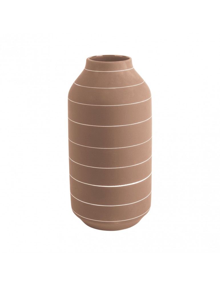 Vase en céramique terracotta rayure blanche H.30cm TERRA DVA4302031Present Time