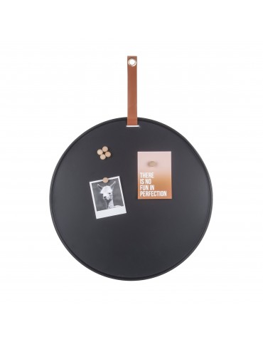 Tableau mémo aimanté rond en fer noir avec sangle D.50cm PERKY DMR4302032Present Time