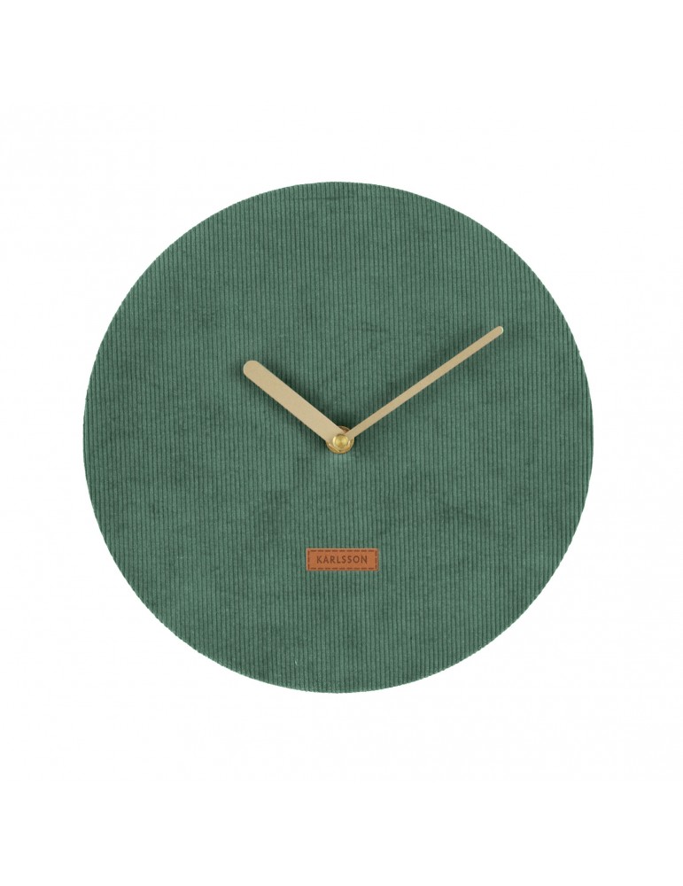 Horloge murale en velours cotelé vert D.25cm LUSH DHO4302001Present Time