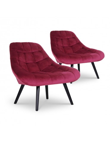 Lot de 2 fauteuils Danios Velours Rouge 8927redvelvet