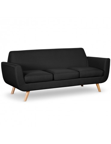 Canapé scandinave 3 places Danube Tissu Noir l208318834black