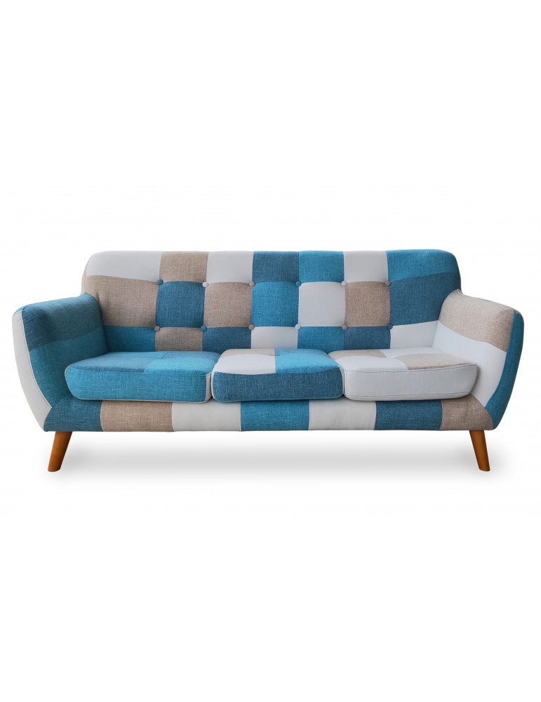 Canapé scandinave 3 places Bombay Multicolore Bleu hm1826multicolorblue