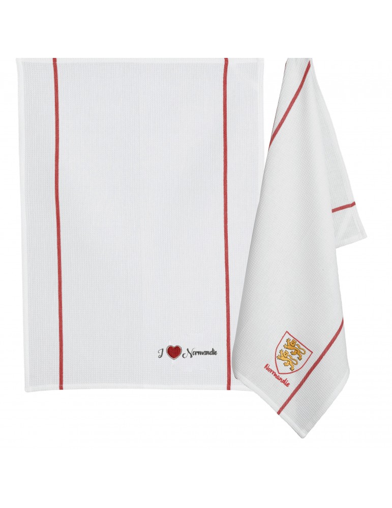 2 torchons Nid d'abeilles brodés Lions/Coeur Blanc 50 x 70 3756010602Les Ateliers du Linge 2 torchons Nid d'abeilles brodés Lions/Coeur Blanc 50 x 70 3756010602Les Ateliers du Linge