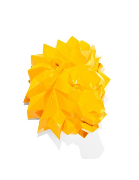 Trophée Mural Lion En Laine - Dimensions 35x25x30 Cm, Couleur Orange | Décoration Chambre Enfant Style Savane