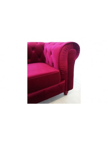 Fauteuil Chesterfield velours Rouge A605-V-1-Rouge