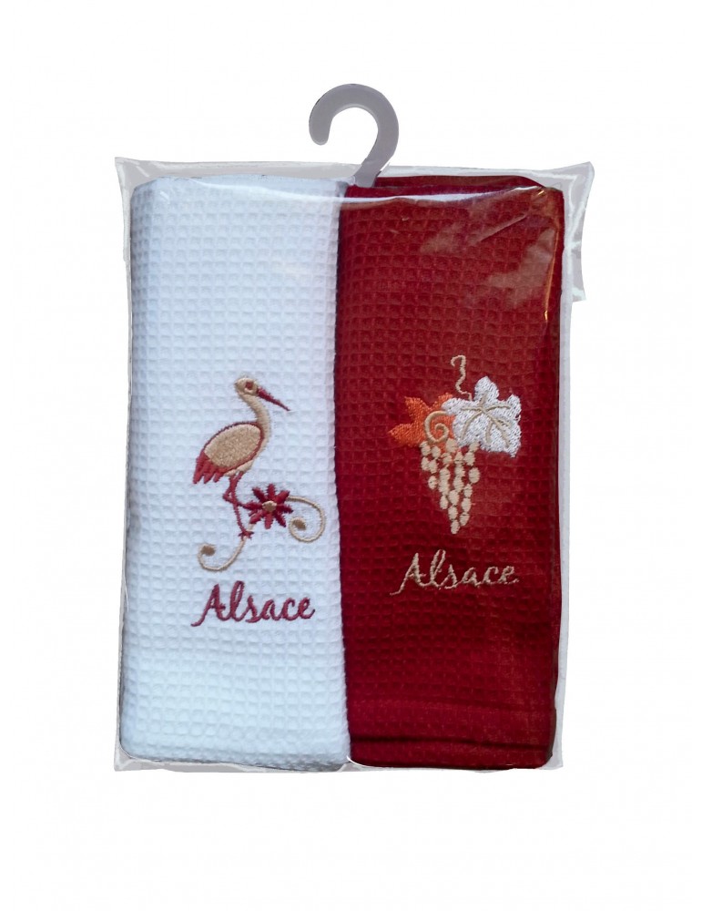 Mignognette 2 Torchons Nid d'abeilles Alsace Assortis 40 x 60 7717000102Winkler