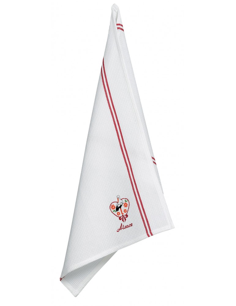Torchon Nid d'abeilles Cigogne Fleurs Alsace Blanc 50 x 70 6310092000Winkler Torchon Nid d'abeilles Cigogne Fleurs Alsace Blanc 50 x 70 6310092000Winkler