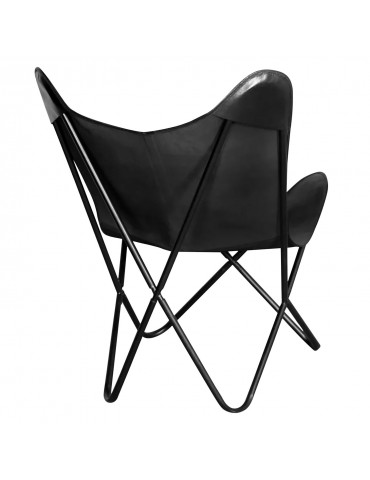 Fauteuil Butterfly Métal Noir et Cuir Noir qh8984blackbonded