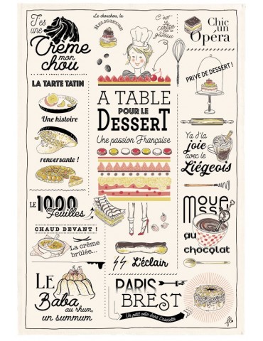 Torchon Les desserts français Ecru 48 x 72 5200010000Winkler