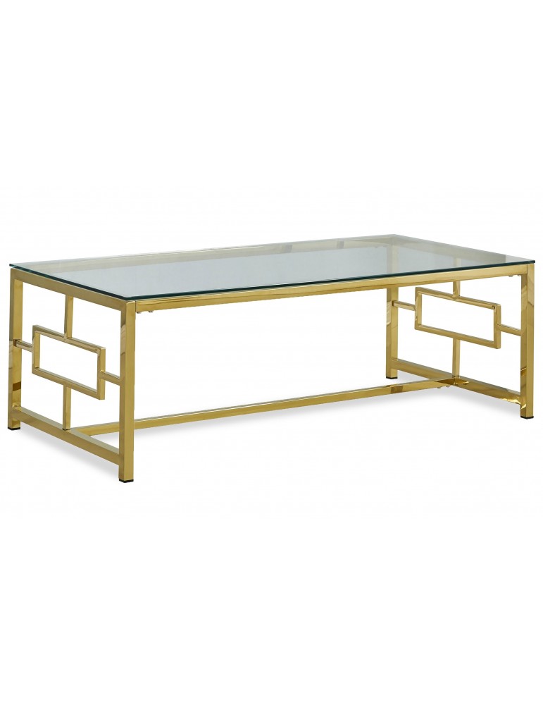 Table basse Pégo en Verre Fumé et pieds Or tt018smokegold