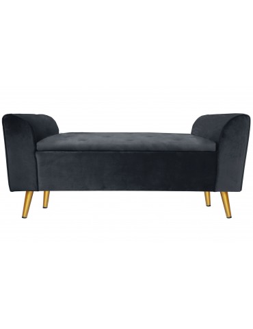 Banc coffre Winnie Velours Noir Pied Or lsr16051velvetblack