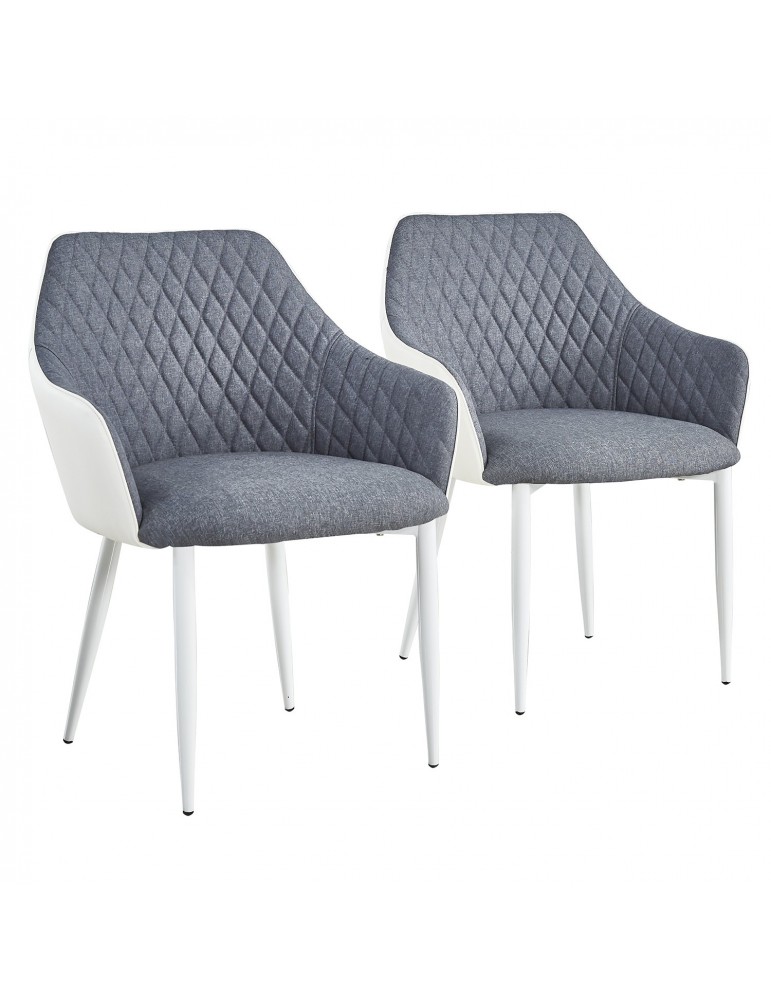 Lot de 2 Chaises/Fauteuils Louisa Gris et Blanc dc153greywhite