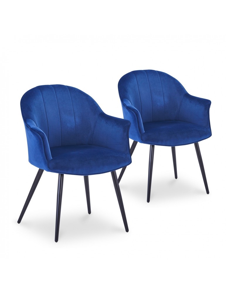 Lot de 2 Fauteuils Williams Velours Bleu c985blue