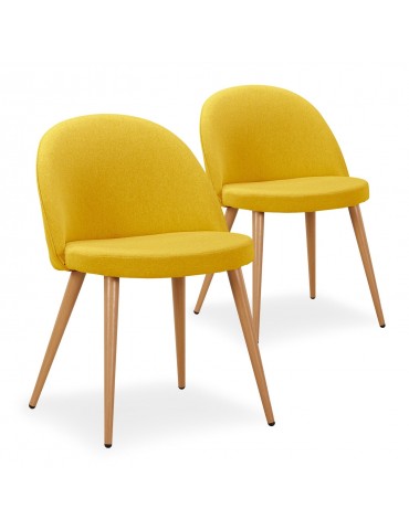 Lot de 2 chaises scandinaves Maury tissu Jaune dc5106lot2yellowfabric