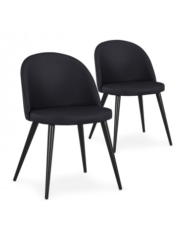 Lot de 2 chaises scandinaves Maury Simili P.U. Noir dc5106lot2blackpu