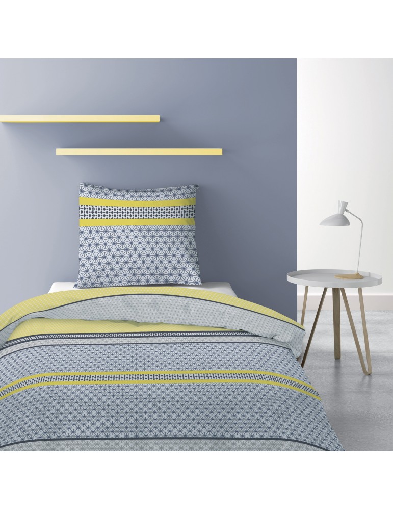 Parure de lit 1 personne avec housse de couette et 1 taie d'oreiller Vaxo Celeri 140 x 200 6195025502Les Ateliers du Linge Parure de lit 1 personne avec housse de couette et 1 taie d'oreiller Vaxo Celeri 140 x 200 6195025502Les Ateliers du Linge