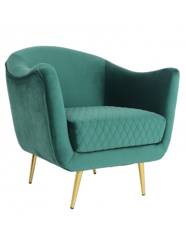 Fauteuil Dalida Velours Vert Pied Or lf33681green