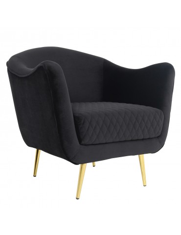 Fauteuil Dalida Velours Noir Pied Or lf33681black