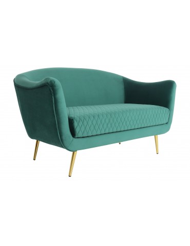 Canapé 2 Places Dalida Velours Vert Pied Or lf33682green