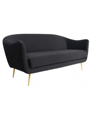 Canapé 3 Places Dalida Velours Noir Pied Or lf33683black