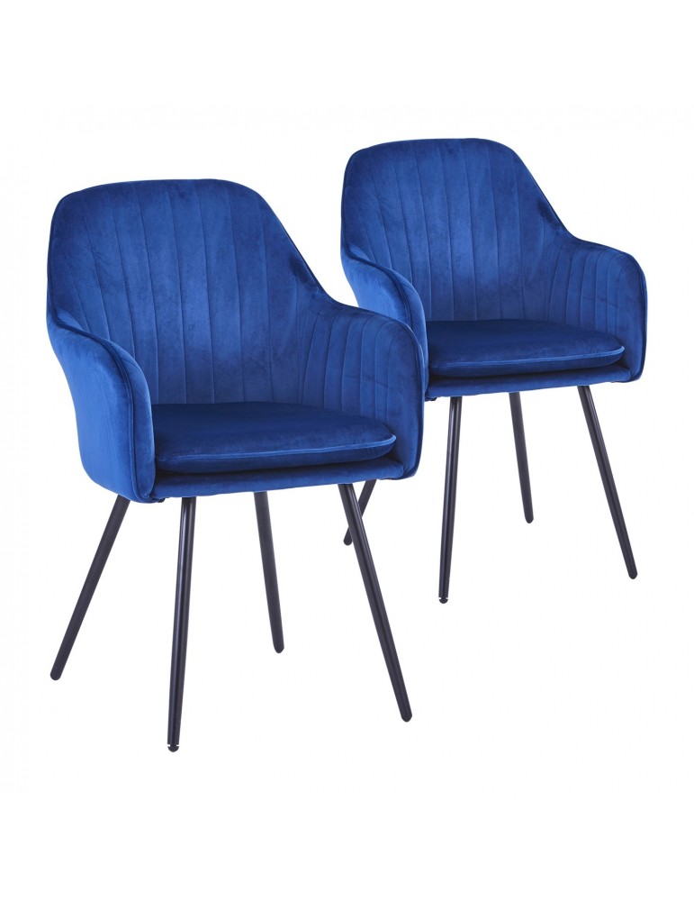 Lot de 2 Fauteuils Laura Velours Bleu c987blue