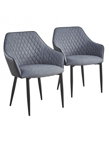 Lot de 2 Chaises/Fauteuils Louisa Gris et Noir dc153greyblack