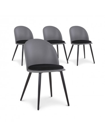 Lot de 4 chaises Fuji Gris et Noir c1021greyblack