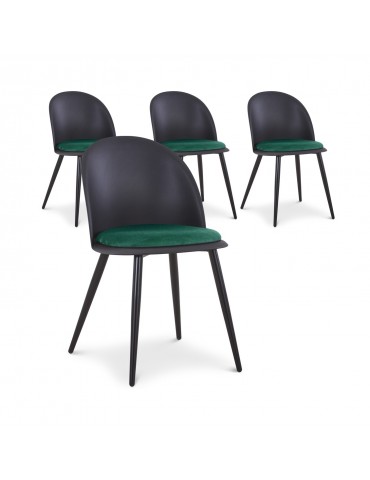 Lot de 4 chaises Fuji Noir et Vert c1021blackgreen