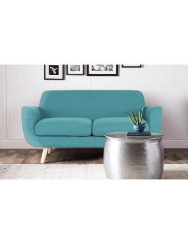 Canapé scandinave 2 places Danube Tissu Bleu l2082bleu