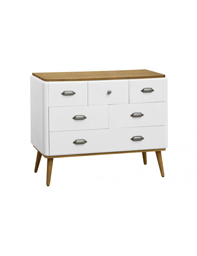 Commode Hansel scandinave 6 tiroirs Blanc 18ay010