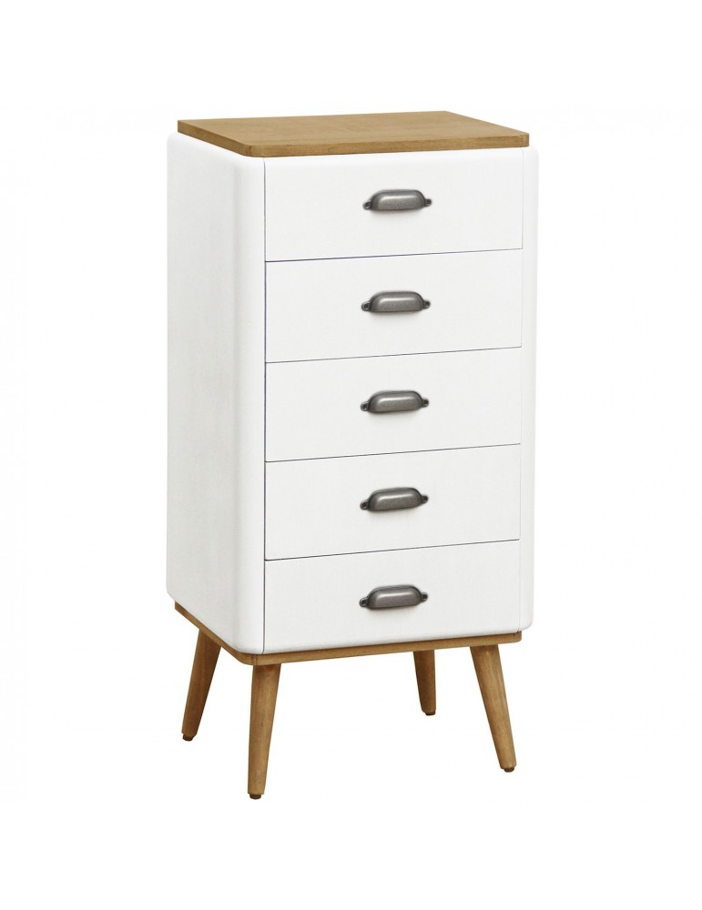 Semainier Hansel scandinave 5 tiroirs Blanc 18ay015 Semainier Hansel scandinave 5 tiroirs Blanc 18ay015