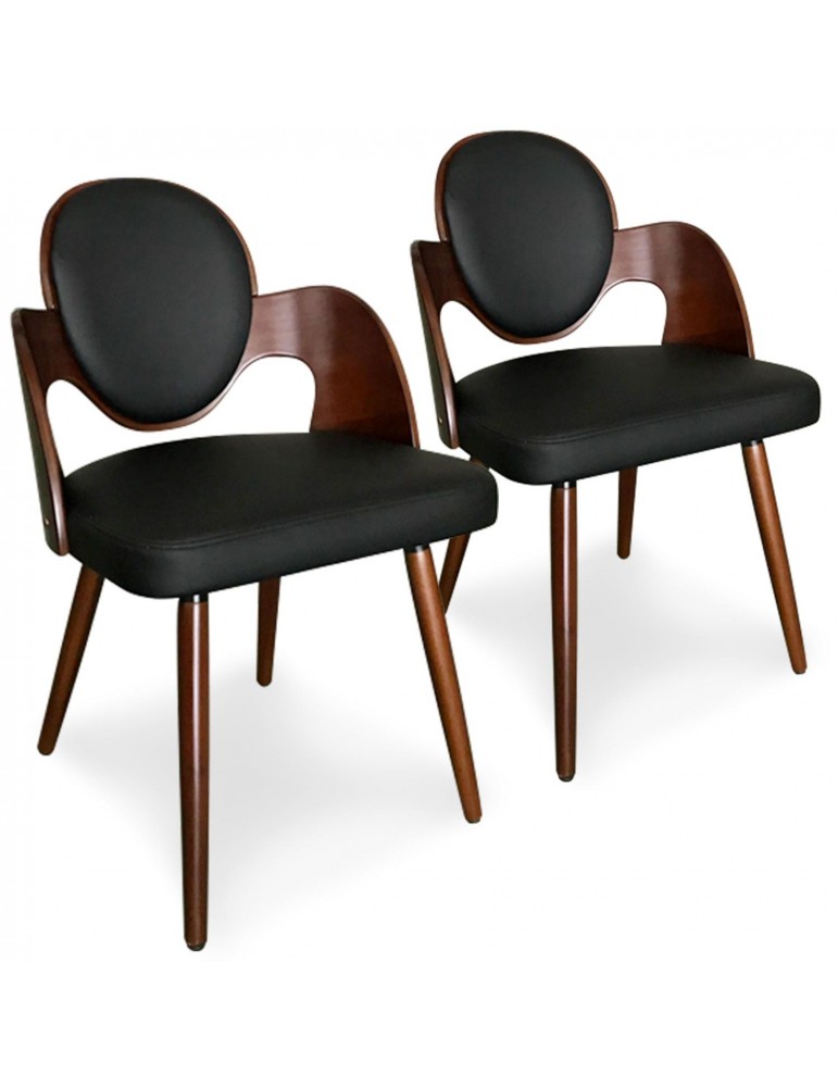 Lot de 2 chaises scandinaves Galway Bois Noisette et Noir xgf399anoisnoir