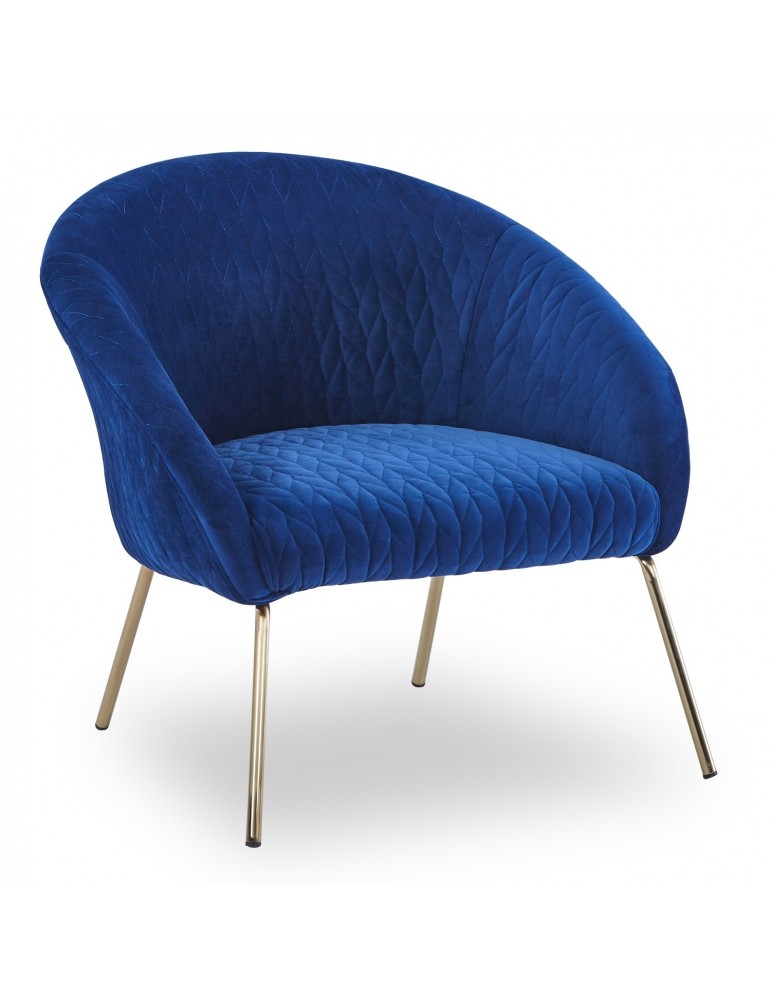 Fauteuil Mojo Velours Bleu Pied Or sf200blue