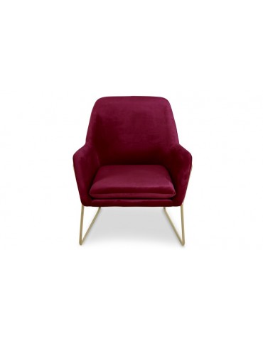 Fauteuil Claudio Velours Rouge pieds Métal Or qh8925redgold