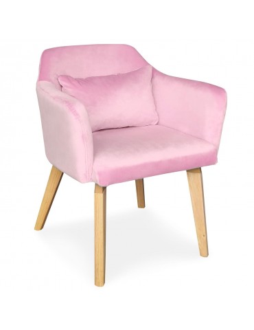 Chaise / Fauteuil scandinave Shaggy Velours Rose lsr19117pinkvelvet