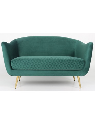 Canapé 2 Places Dalida Velours Vert Pied Or lf33682green