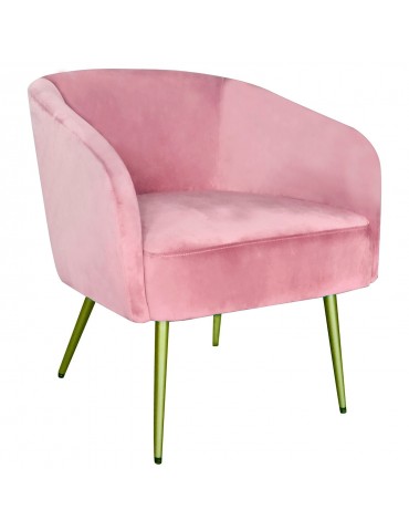 Fauteuil Goldman Velours Rose Pieds Or lsr19125pinkvelvet