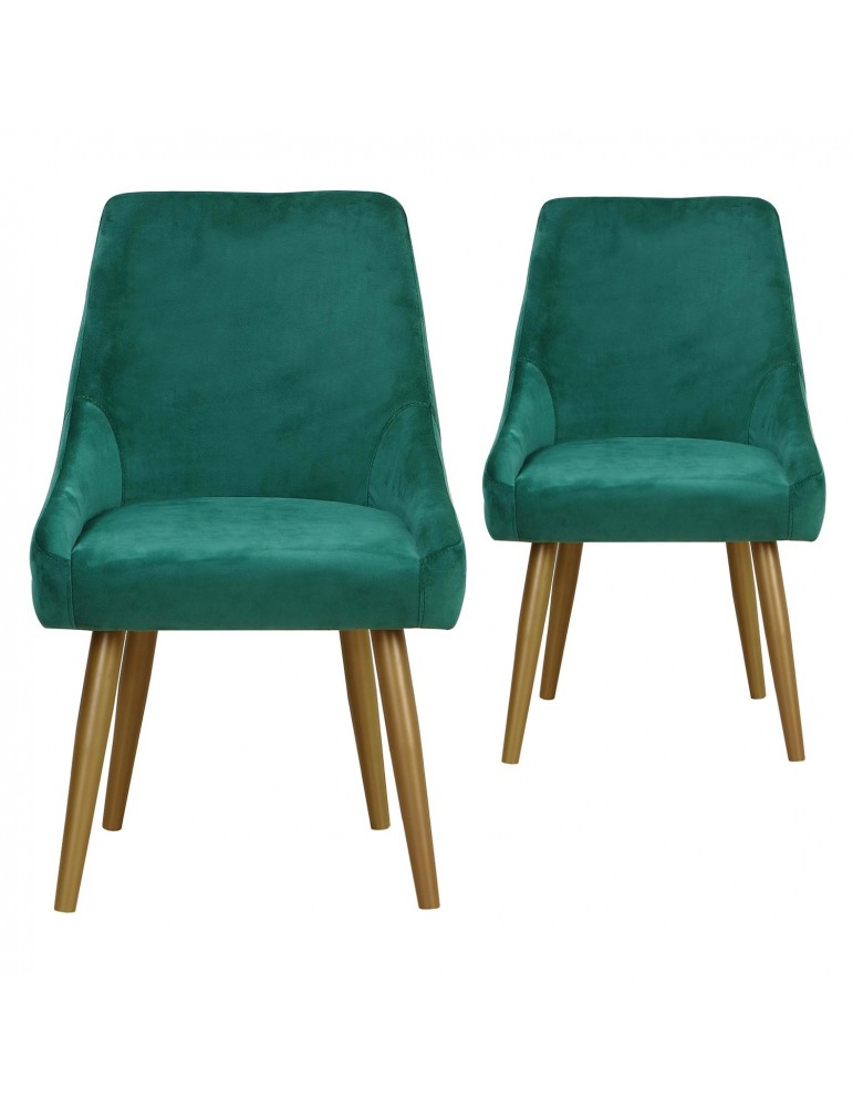 Lot de 2 Fauteuils Fokora Velours Vert ji809velvetgreen